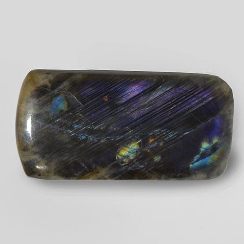 Spectrolite multicolore naturelle coupe coussin, 7,54 ct, opaque