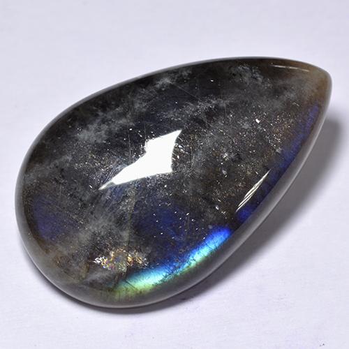 Spectrolite Multicolore naturelle En forme de poire, 12.34 ct, Opaque