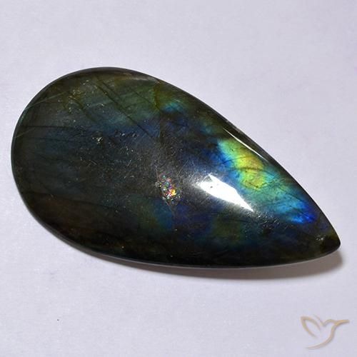 Spectrolite multicolore naturelle coupe coussin, 38,11 ct, opaque