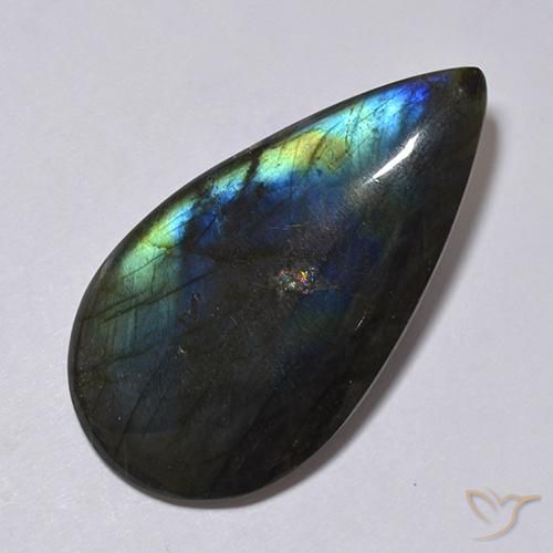 Spectrolite multicolore naturelle coupe coussin, 38,11 ct, opaque