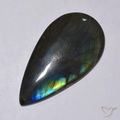 Spectrolite multicolore naturelle coupe coussin, 38,11 ct, opaque