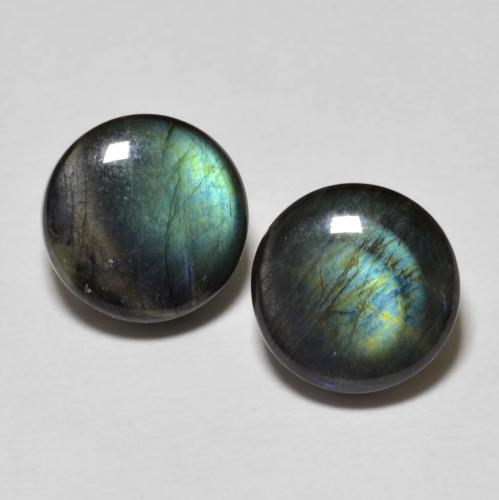 Achetez naturel 3.91ct Multicolore Spectrolite gems, Coupe roude, En provenance Finlande chez GemSelect. En stock, livraison internationale!