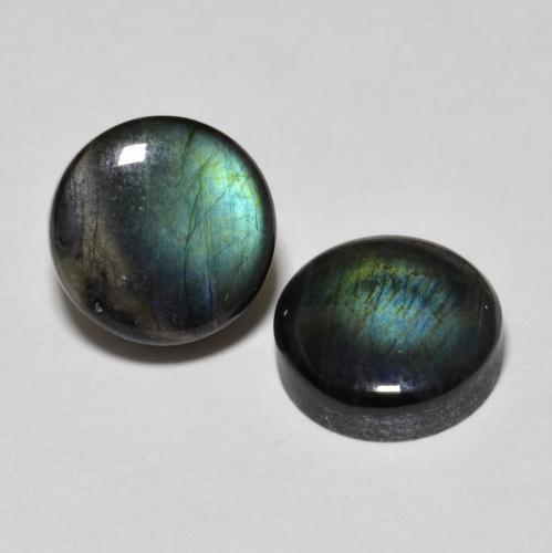 Achetez naturel 3.91ct Multicolore Spectrolite gems, Coupe roude, En provenance Finlande chez GemSelect. En stock, livraison internationale!