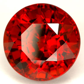 Grenat spessartite rouge naturelle coupe roude, 6,59 ct, VVS-VS