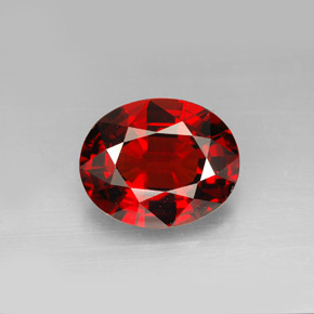 Grenat spessartite rouge naturelle coupe ovale, 7,03 ct, VVS-VS