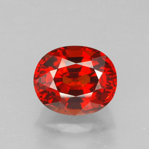 Grenat spessartite rouge naturelle coupe ovale, 2,13 ct, IF
