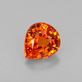 Grenat spessartite orange naturelle en forme de poire, 0,77 ct, VVS