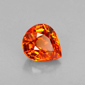 Grenat spessartite orange naturelle en forme de poire, 0,77 ct, VVS