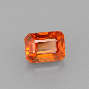 Grenat spessartite orange naturelle taille émeraude, 0,82 ct, VS