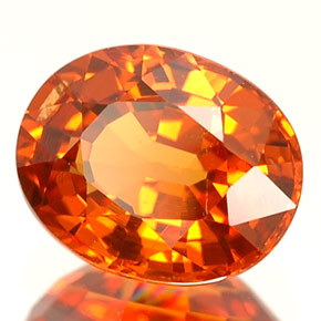 Grenat Spessartite Mandarine Orange naturelle Coupe ovale, 1.36 ct, VS
