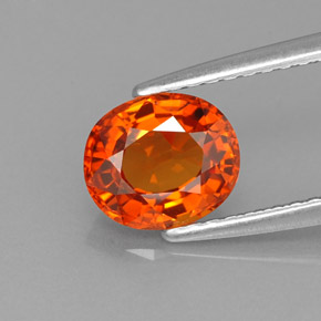 Grenat spessartite orange naturelle coupe ovale, 1,61 ct, VVS-VS