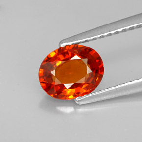 Grenat spessartite orange naturelle coupe ovale, 1,29 ct, VVS-VS