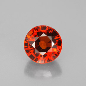 Grenat spessartite orange naturelle coupe roude, 0,96 ct, VVS-VS