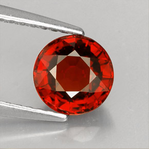 Grenat spessartite orange naturelle coupe roude, 1,42 ct, VVS