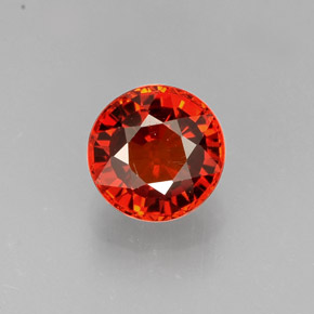 Grenat spessartite orange naturelle coupe roude, 1,43 ct, VVS