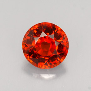 Grenat spessartite orange rougeâtre naturelle coupe roude, 1,37 ct, VVS
