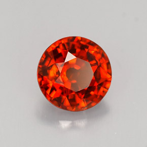 Grenat spessartite orange rougeâtre naturelle coupe roude, 1,37 ct, VVS