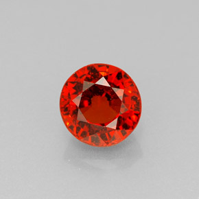 Grenat Spessartite Orange rougeâtre naturelle Coupe roude, 1.34 ct, VS