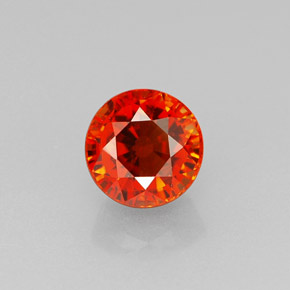 Grenat spessartite orange naturelle coupe roude, 1,30 ct, VVS-VS