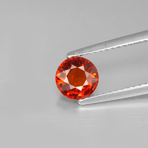 Grenat spessartite orange naturelle coupe roude, 1,24 ct, VVS-VS