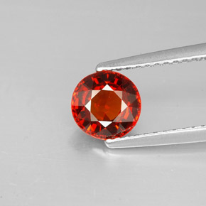 Grenat spessartite rouge naturelle coupe roude, 1,38 ct, VS