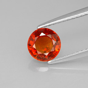 Grenat spessartite orange naturelle coupe roude, 1,28 ct, VS-SI