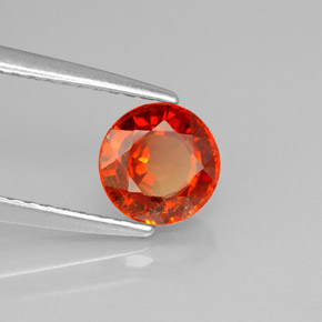 Grenat spessartite orange naturelle coupe roude, 1,28 ct, VS-SI