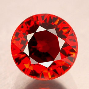 Grenat spessartite rouge naturelle coupe roude, 1,39 ct, VVS