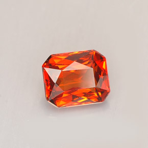 Grenat spessartite orange naturelle taille émeraude, 1,40 ct, VVS-VS