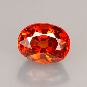 Grenat spessartite rouge naturelle coupe ovale, 2,14 ct, VVS-VS