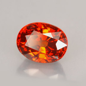 Grenat spessartite rouge naturelle coupe ovale, 2,14 ct, VVS-VS