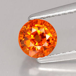 Grenat spessartite orange naturelle coupe roude, 1,07 ct, VS