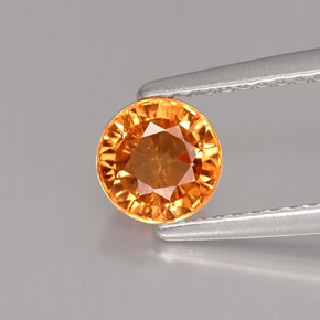 Grenat spessartite orange naturelle coupe roude, 1,19 ct, VS