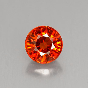 Grenat spessartite orange naturelle coupe roude, 0,90 ct, VS