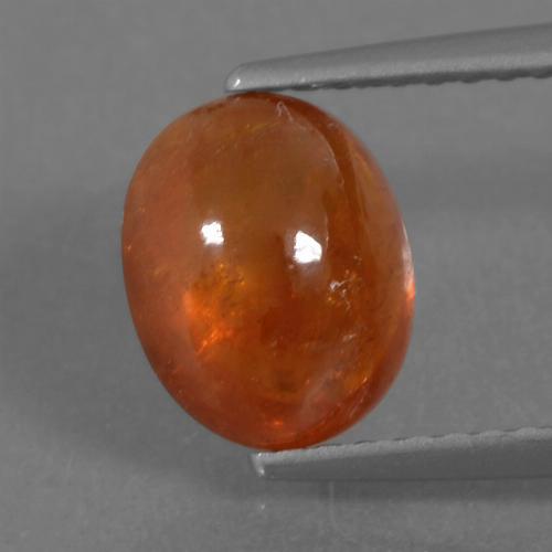 Grenat spessartite orange naturelle coupe ovale, 3,19 ct, translucide