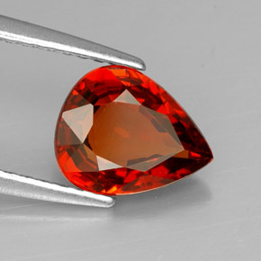 Grenat spessartite orange naturelle en forme de poire, 1,80 ct, VVS