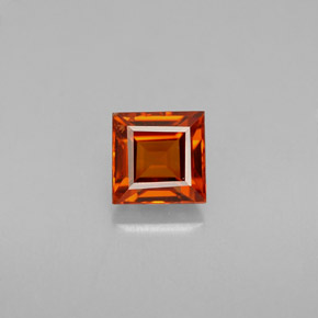 Grenat spessartite orange naturelle carré, 0,87 ct, VVS-VS