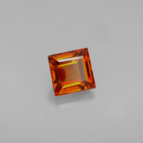 Grenat spessartite orange naturelle carré, 0,87 ct, VVS-VS