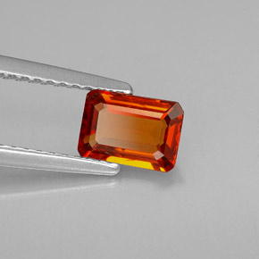 Grenat spessartite orange naturelle taille émeraude, 0,97 ct, VVS-VS