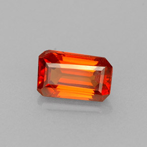 Grenat spessartite orange naturelle taille émeraude, 0,71 ct, VVS