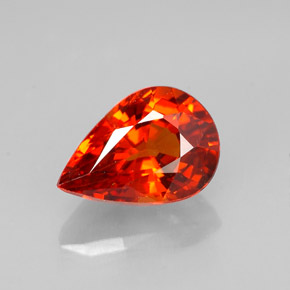 Grenat spessartite orange naturelle en forme de poire, 1,23 ct, VVS-VS