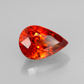 Grenat spessartite orange naturelle en forme de poire, 1,23 ct, VVS-VS