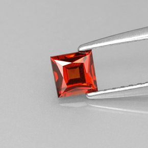 Grenat spessartite orange naturelle carré, 0,49 ct, VVS-VS