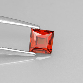 Grenat spessartite orange naturelle carré, 0,49 ct, VVS-VS