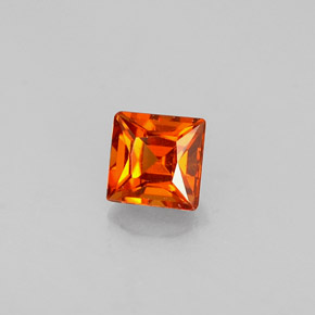 Grenat spessartite orange naturelle carré, 0,36 ct, VVS-VS