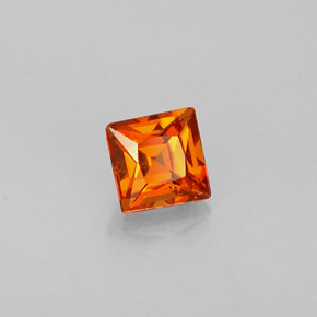 Grenat spessartite orange naturelle carré, 0,36 ct, VVS-VS