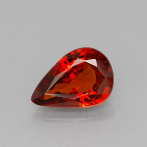 Grenat spessartite rouge naturelle en forme de poire, 1,03 ct, VVS-VS