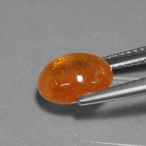 Grenat spessartite orange naturelle coupe ovale, 4,22 ct, translucide