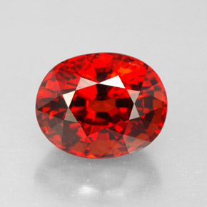 Grenat spessartite rouge naturelle coupe ovale, 3,18 ct, VVS-VS