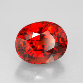 Grenat spessartite rouge naturelle coupe ovale, 3,18 ct, VVS-VS